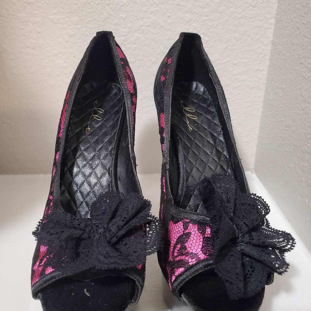 Hot Pink Lace High Heels